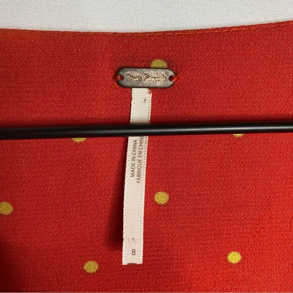 Free People All Yours Mini Dress Polka Dot Flame Red Size 8 Medium - Picture 7 of 13